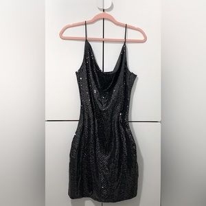 Garage Cowl Neck Silver/Black Slip Dress
